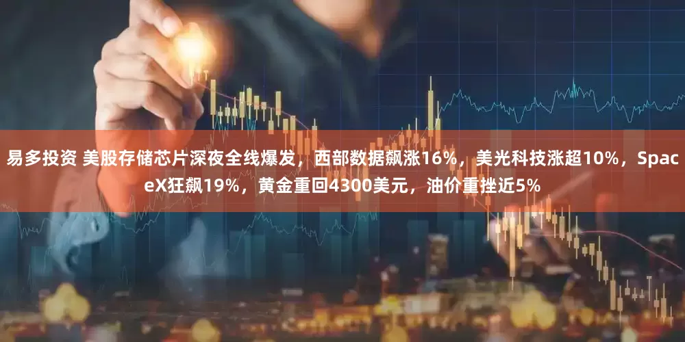 易多投资 美股存储芯片深夜全线爆发，西部数据飙涨16%，美光科技涨超10%，SpaceX狂飙19%，黄金重回4300美元，油价重挫近5%