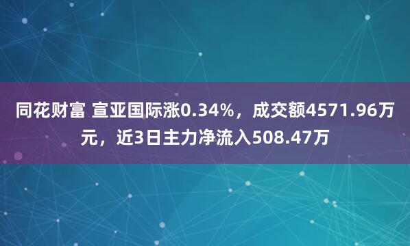 同花财富 宣亚国际涨0.34%，成交额4571.96万元，近3日主力净流入508.47万